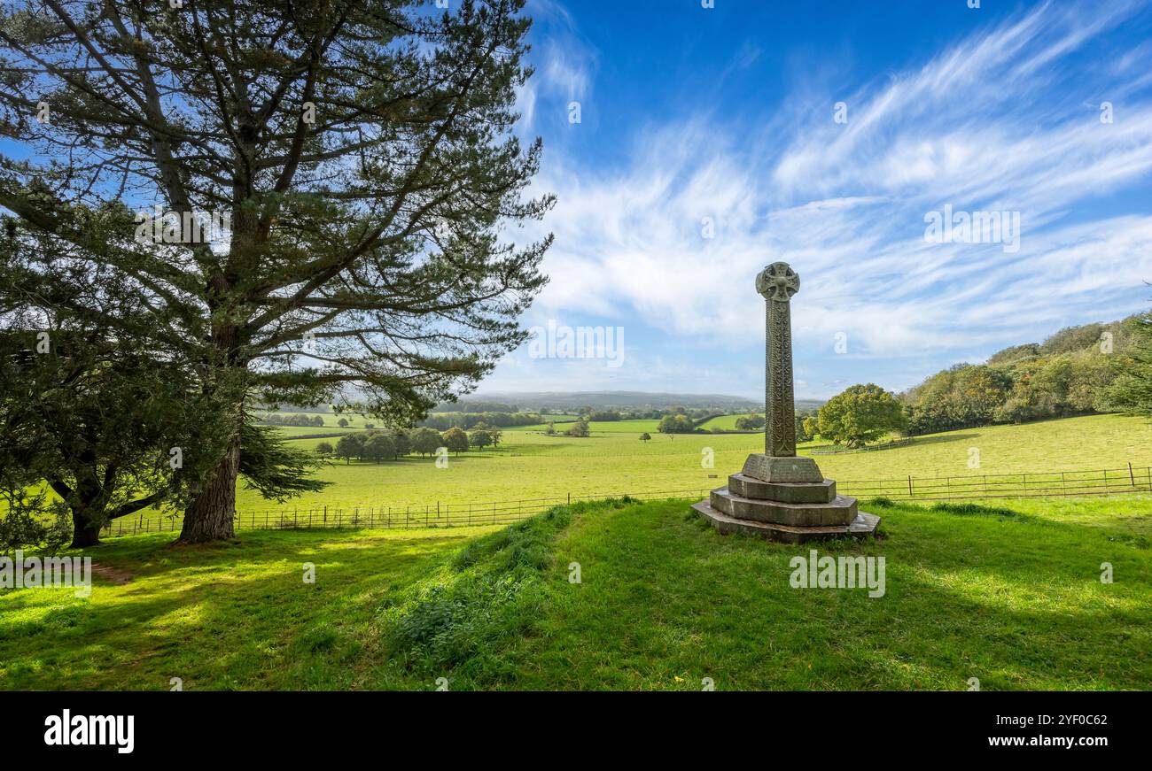 Memorial cross in the grounds of Killerton House, near Exeter, Devon, UK on 20 October 2024 Stock Photo
