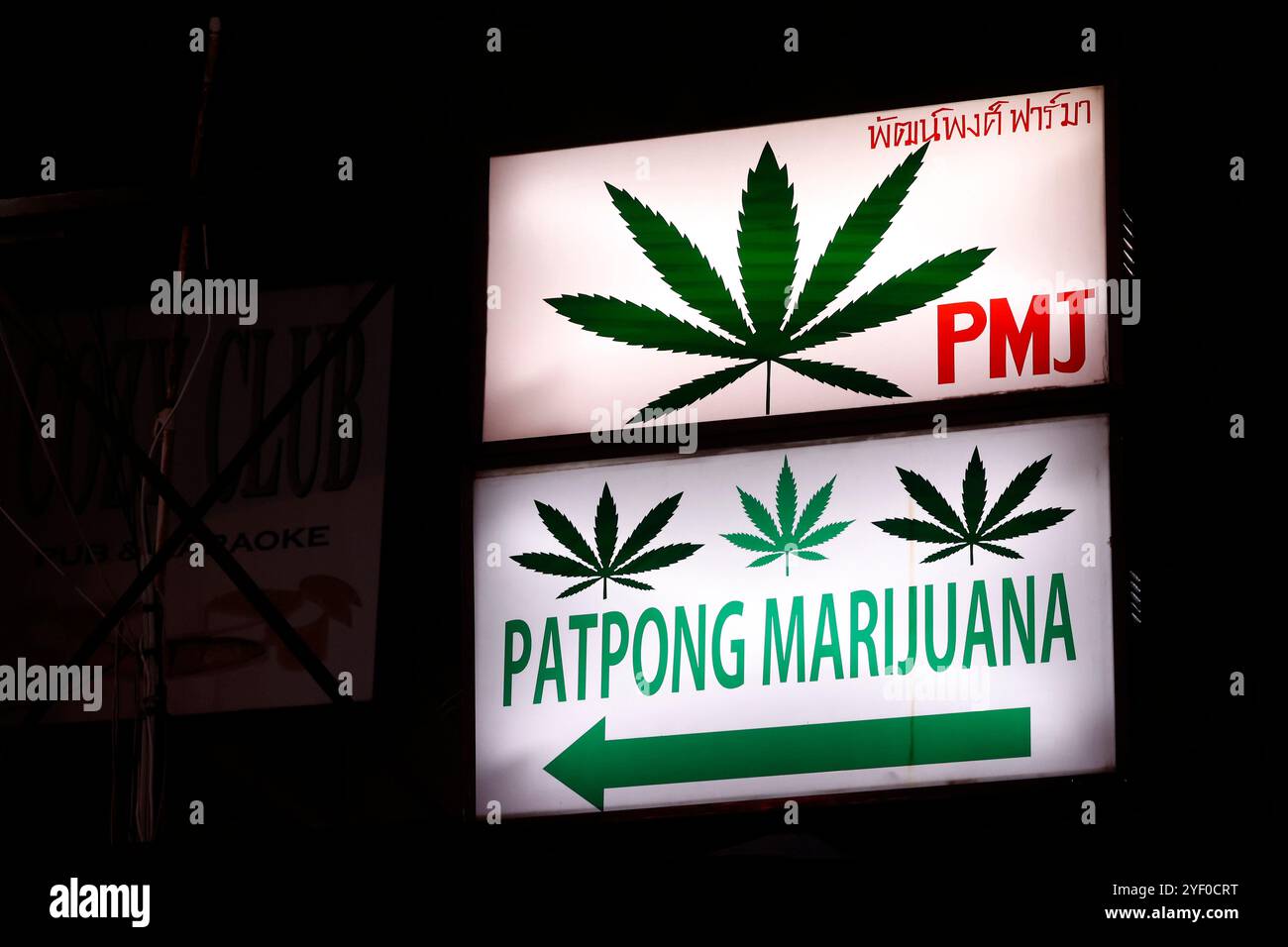 A detail view of the Patpong Pharma cannabis outlet. Bangkok's infamous ...