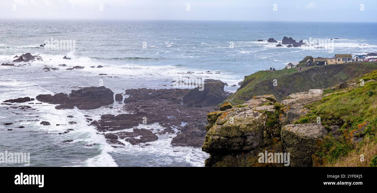 Lizard Point Rocks Panoramic view of the Lizard Point looking out to sea on the Lizard ...