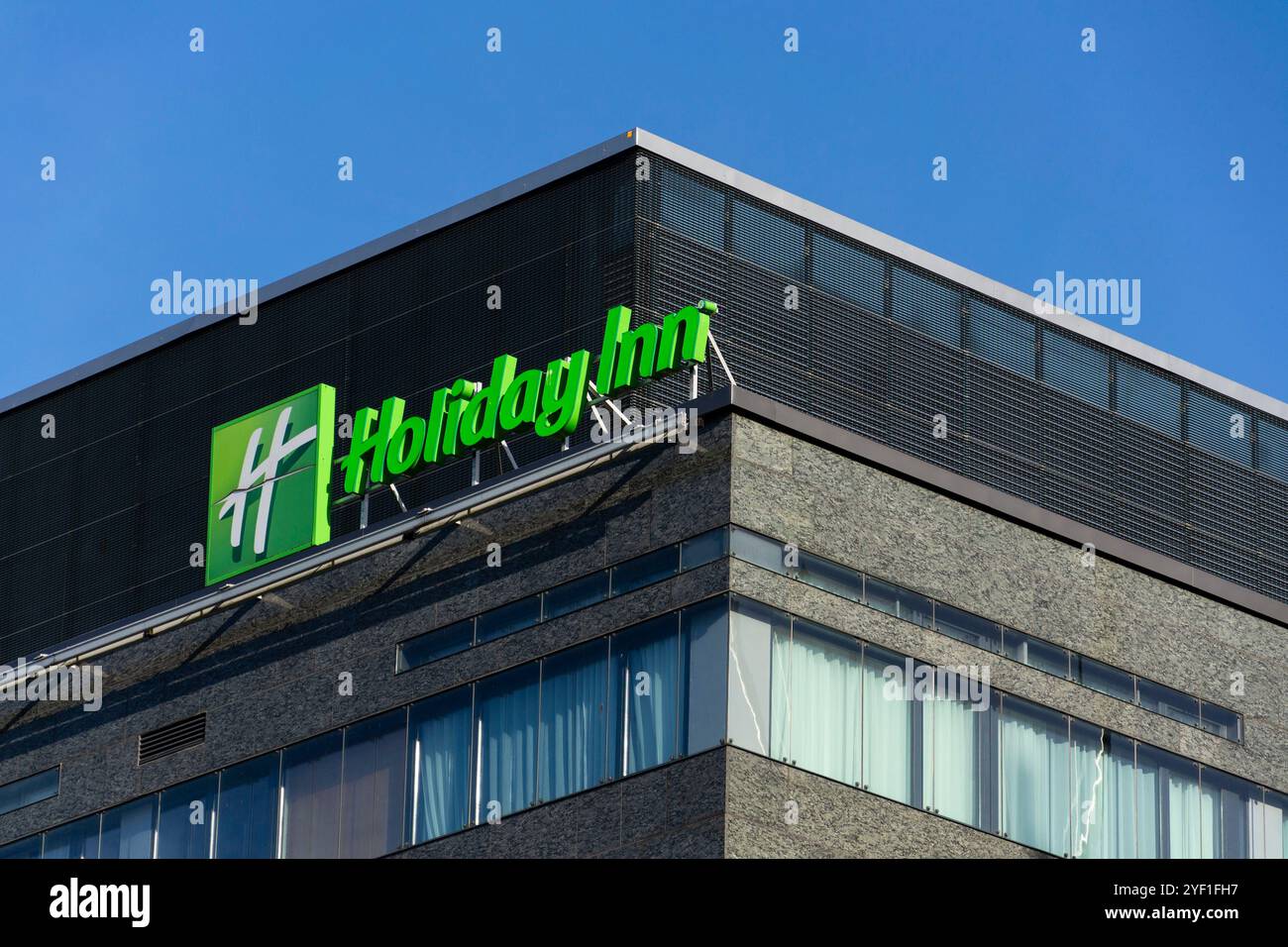 Holiday inn chain hotel logo on building on July 7, 2024 in Helsinki ...
