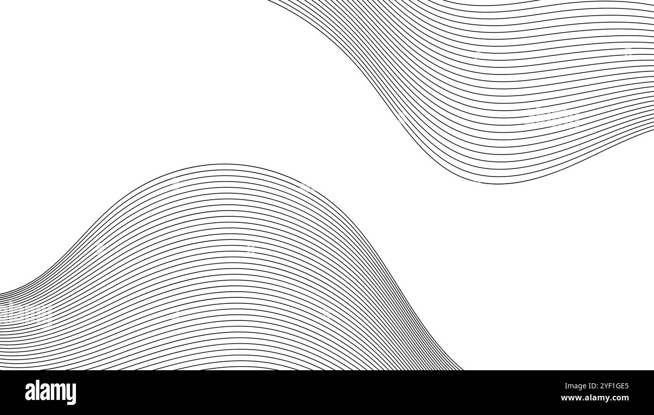 Abstract black and white waves flowing across a minimalist background ...