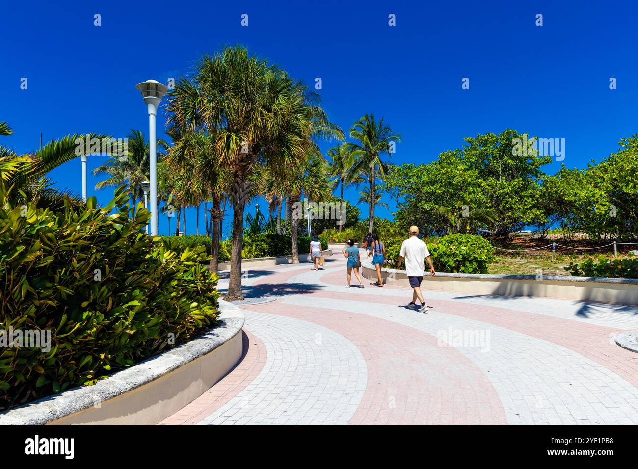 Miami Beach Boardwalk at South Beach, Florida, USA Stock Photo