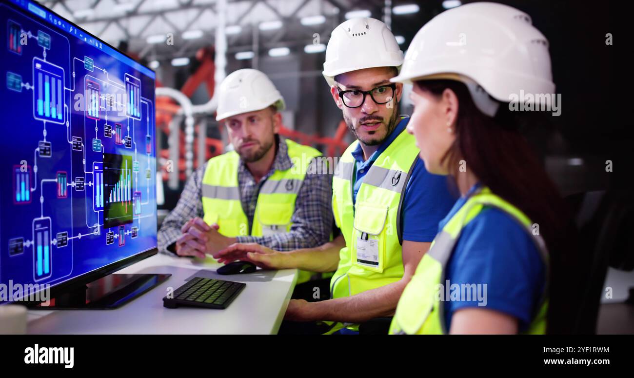 Engineer Operator Using Scada System At Industrial Plant Stock Photo ...