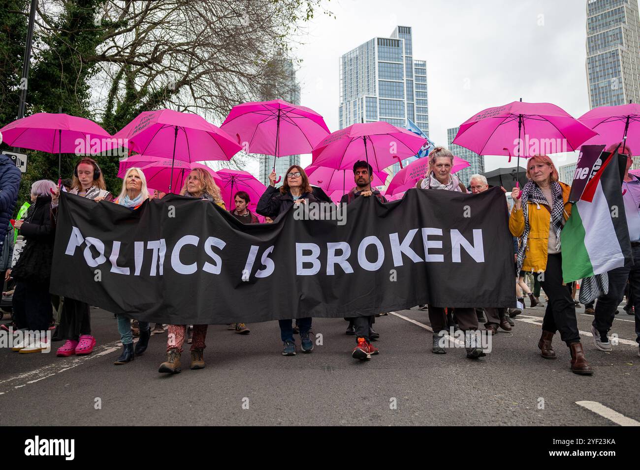 London / UK. 02 NOV 2024.  The national demostration for palestine took place in london with a march from Whitehall to the US embassy. Aubrey Fagon / Alamy Live News Stock Photo