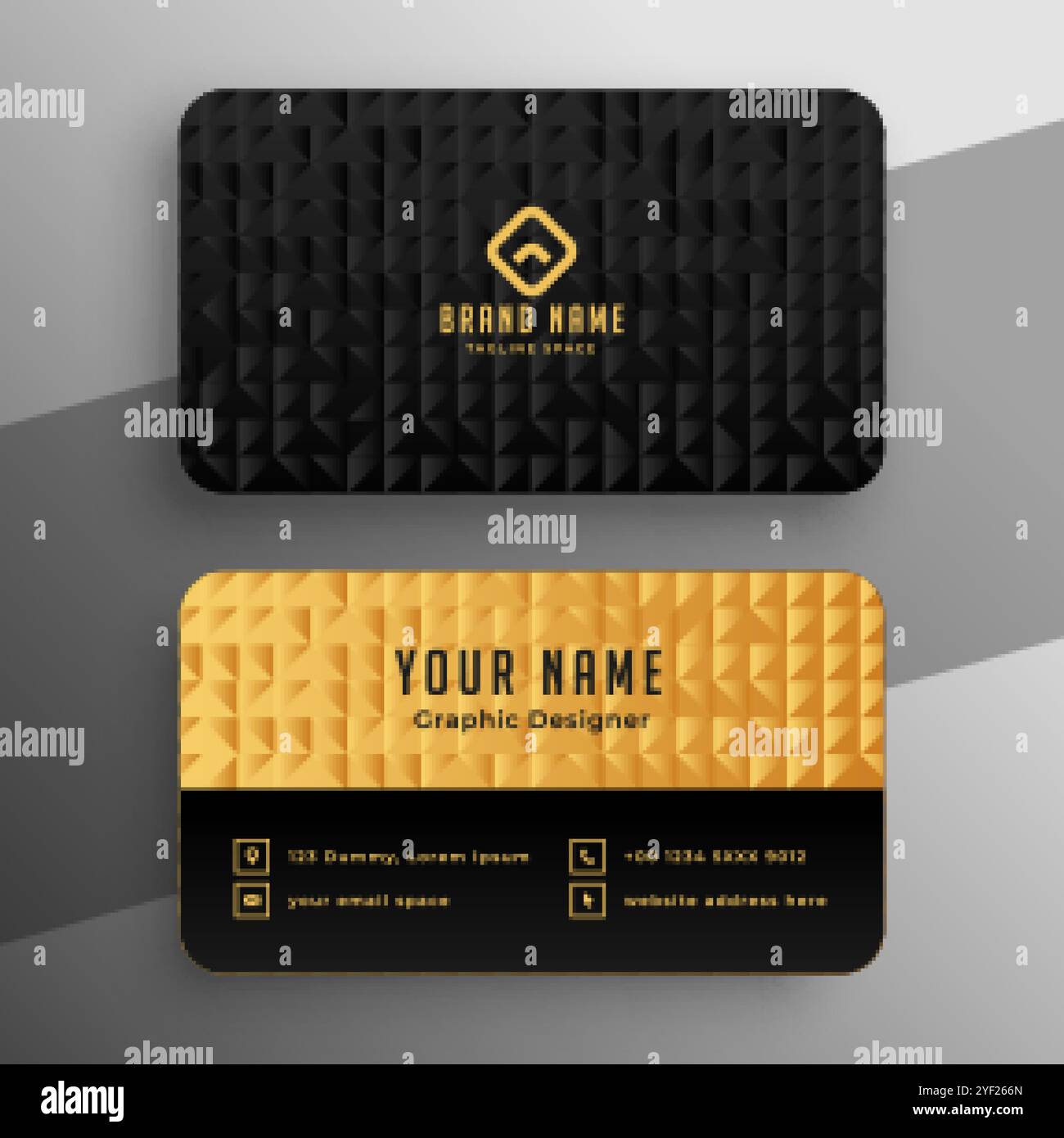 black and golden premium business card template design Stock Vector ...