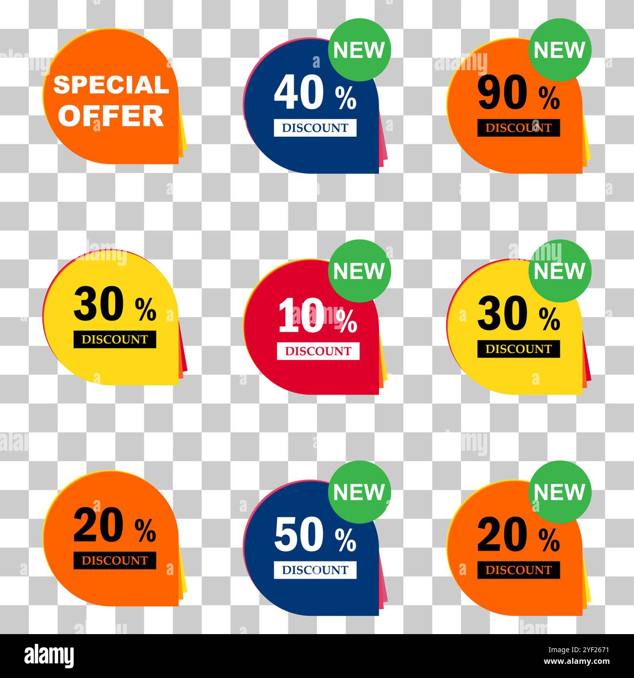 Set of Sale discount label icon, price offer symbol design, web sticker ...