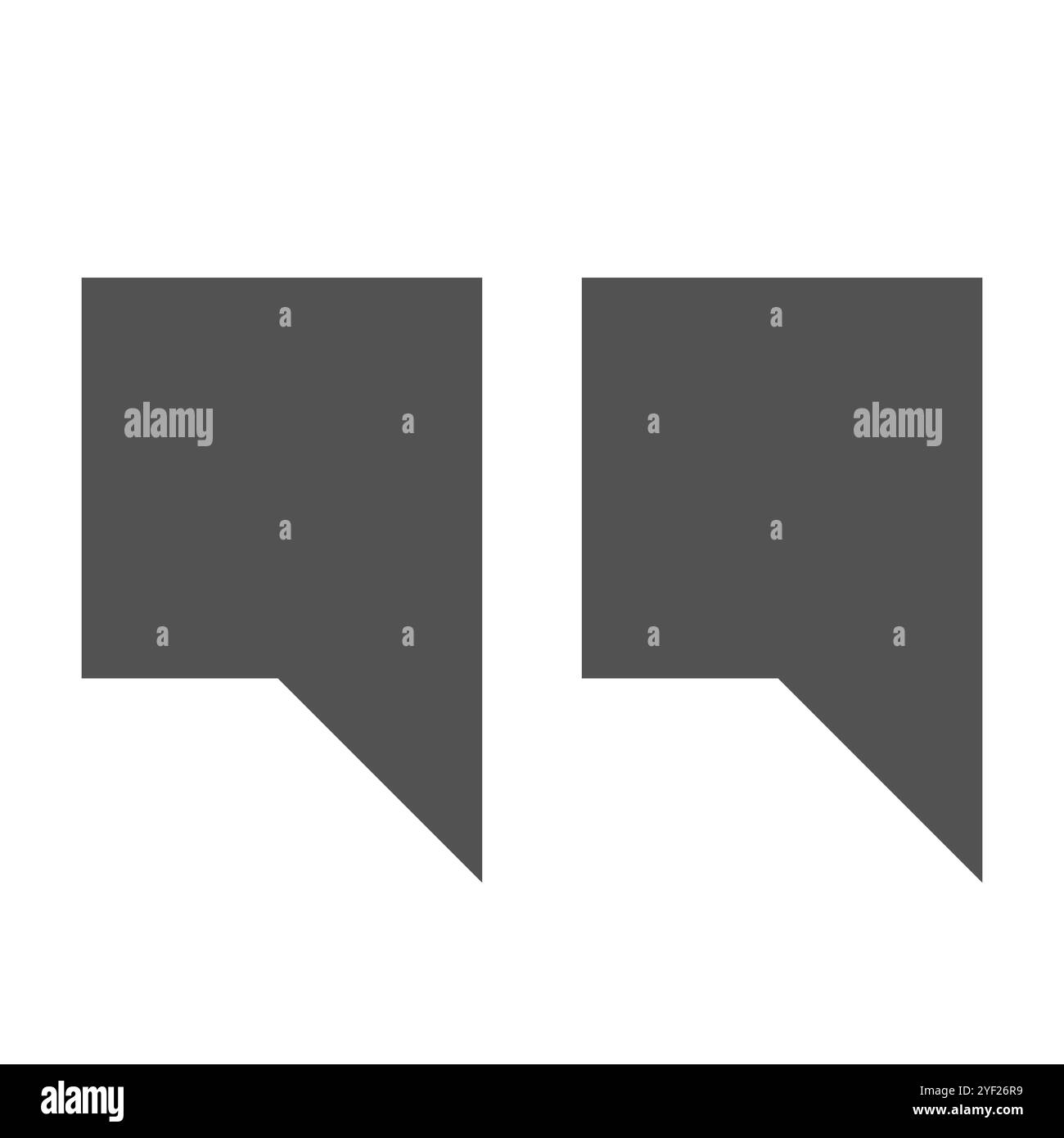 Vector icon of square quotes, commas on a white background. The ...