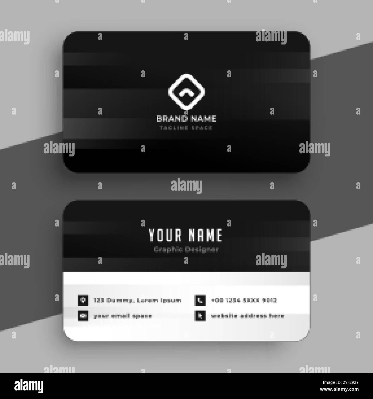 Business card template visiting card Black and White Stock Photos