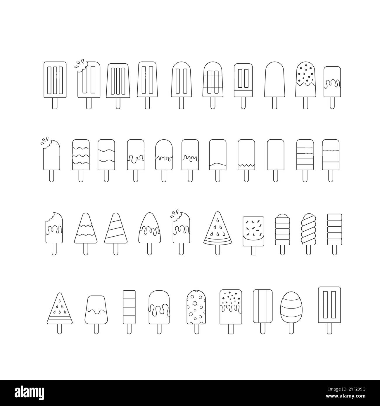 Popsicles outline clipart vector design bundle, Sweet ice cream vector ...