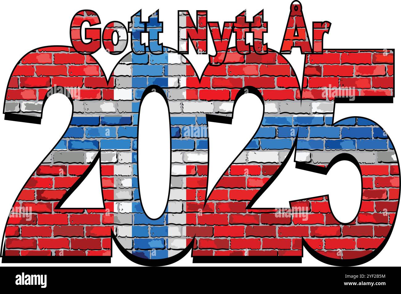 Happy New Year 2025 with Norway flag inside - Illustration, 2025 HAPPY