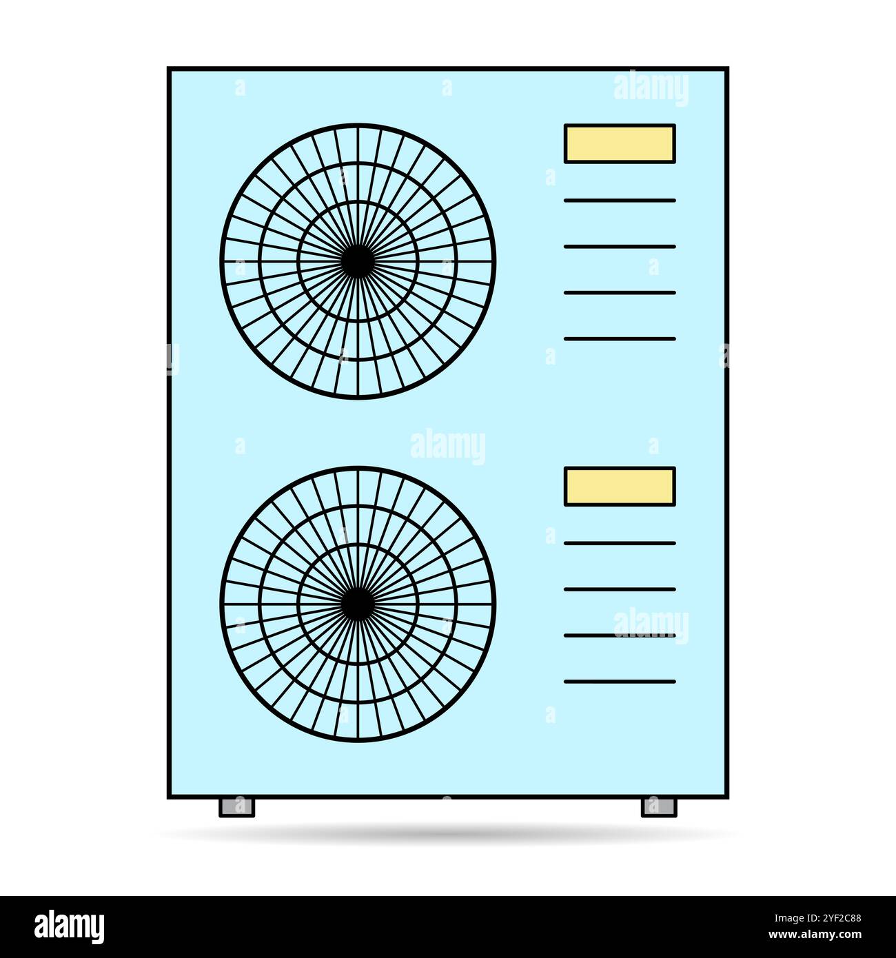 Heat pump air source shadow icon, cooling electric system machine, cool web vector illustration . Stock Vector
