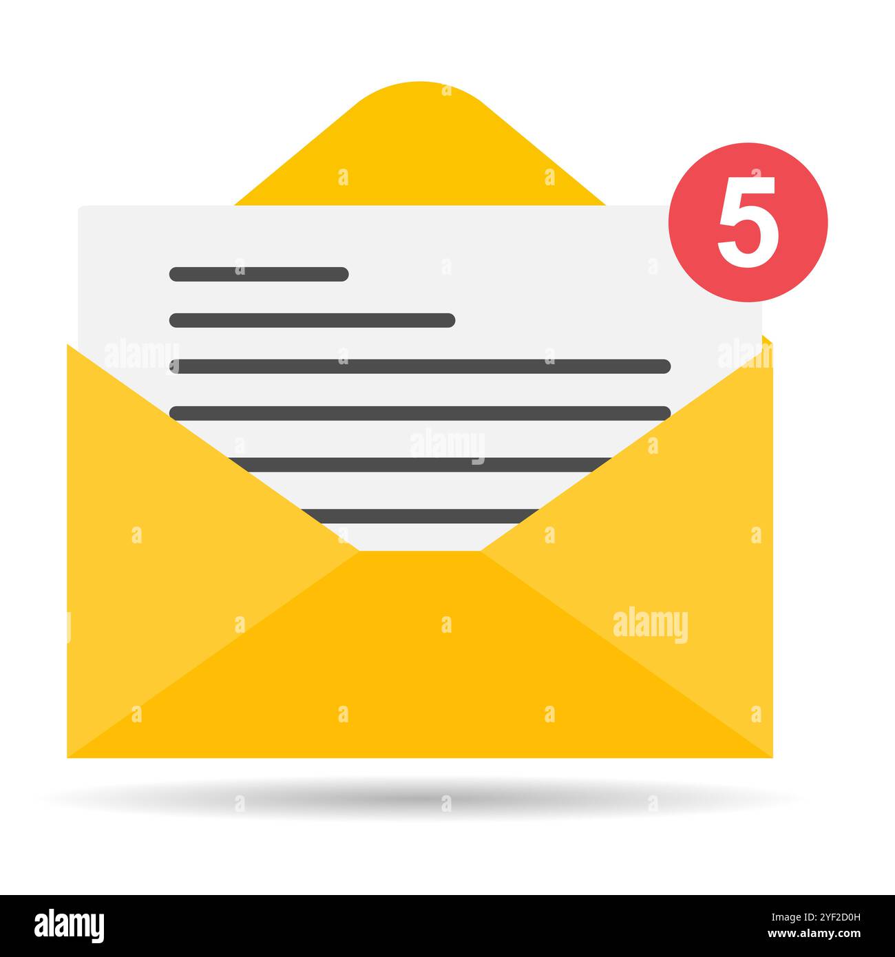 Email business icon shadow, flat web client message sign, mail app vector illustration . Stock Vector
