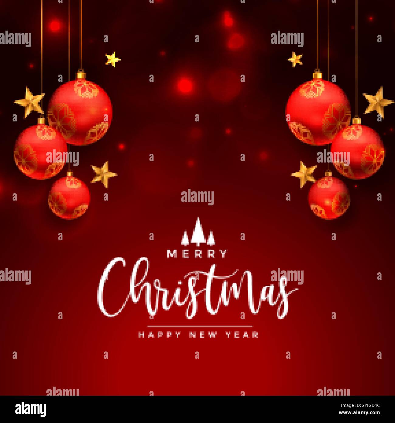 christmas greetings wishes card with realistic red balls Stock Vector ...