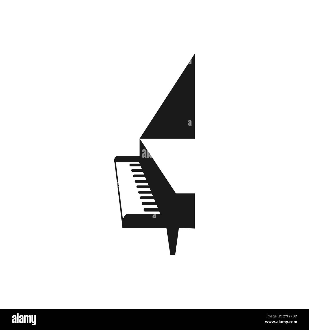 Abstract grand piano. Black simple music instrument isolated on white ...