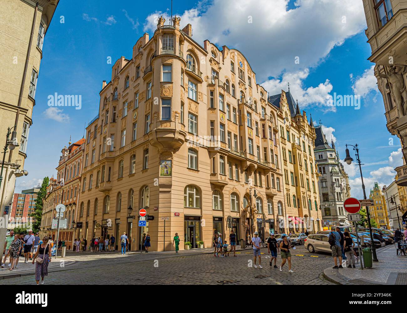 Art Nouveau architecture detail in Prague, Czech Republic Stock Photo ...