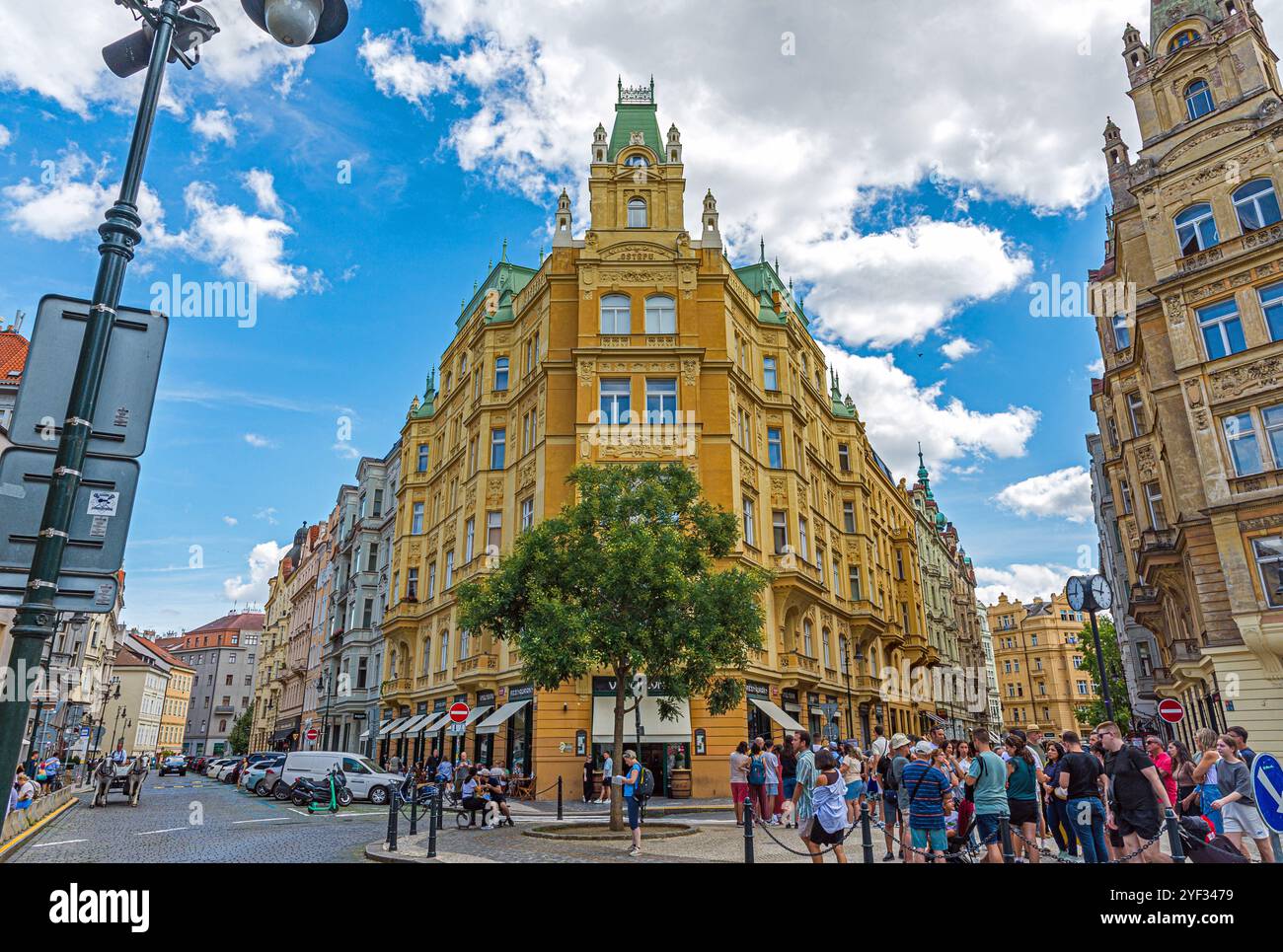 Art Nouveau architecture detail in Prague, Czech Republic Stock Photo ...