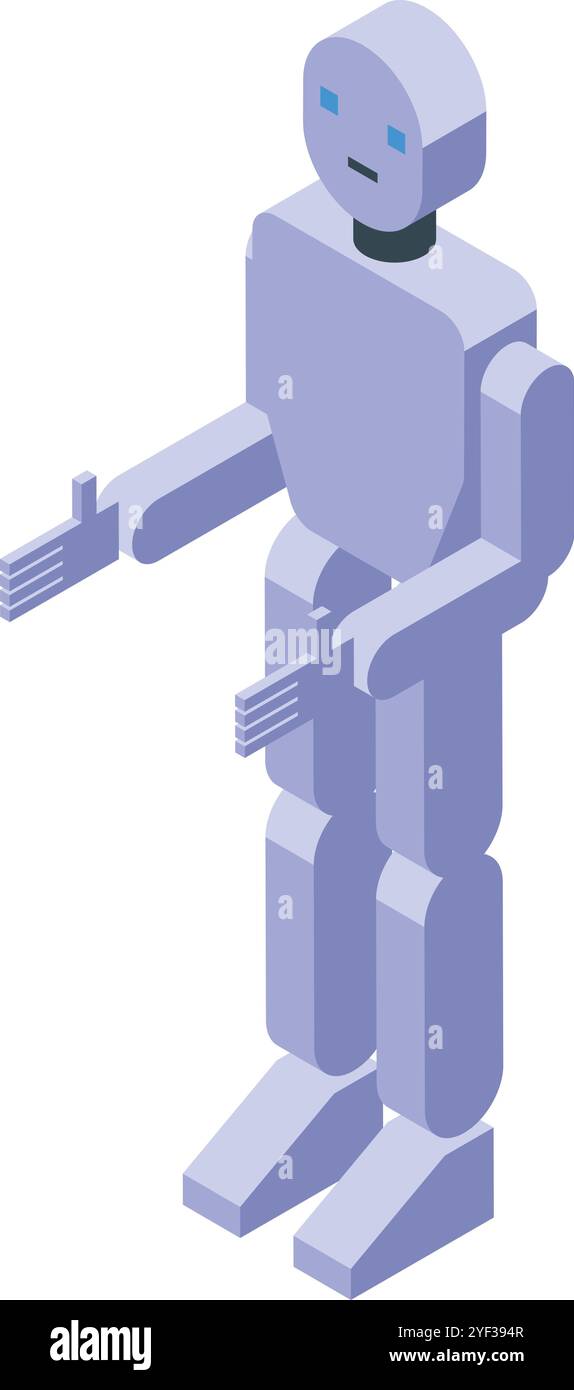 Humanoid robot making gestures with its hands, showcasing futuristic artificial intelligence Stock Vector