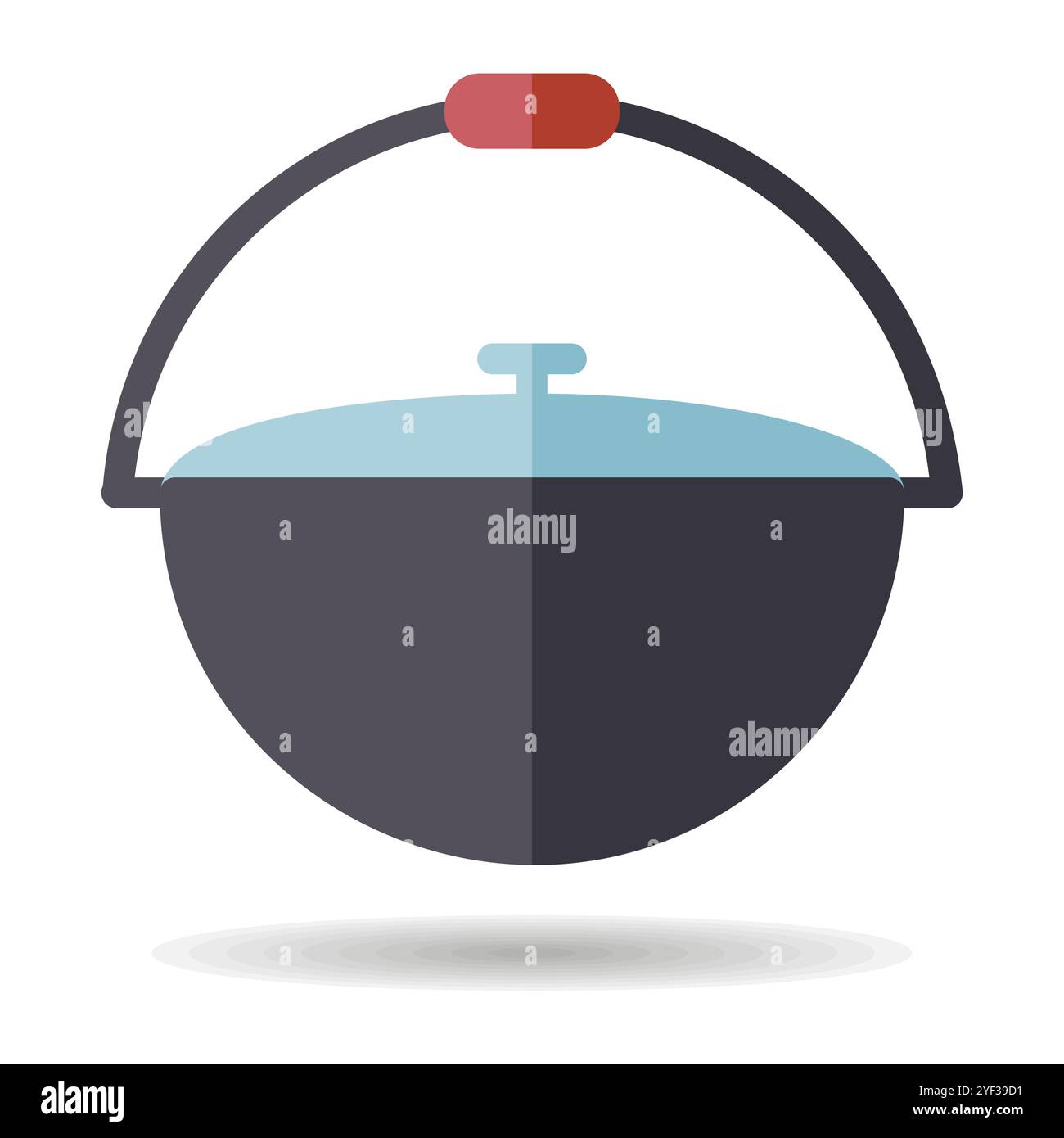 Camping cauldron from metal vector icon. Kitchen appliance. Graph ...