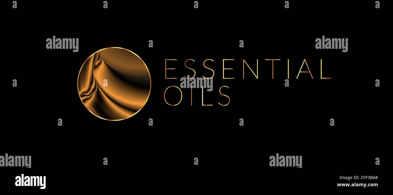 Essential Oils Gold Illustration on Black Background Stock Vector
