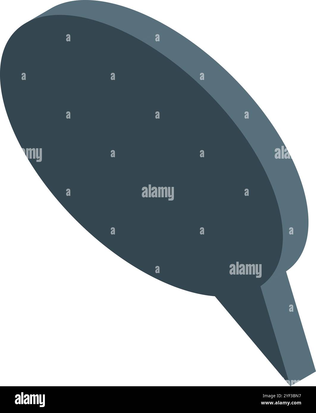 Simple dark gray speech bubble floating in isometric view, representing communication and messaging Stock Vector