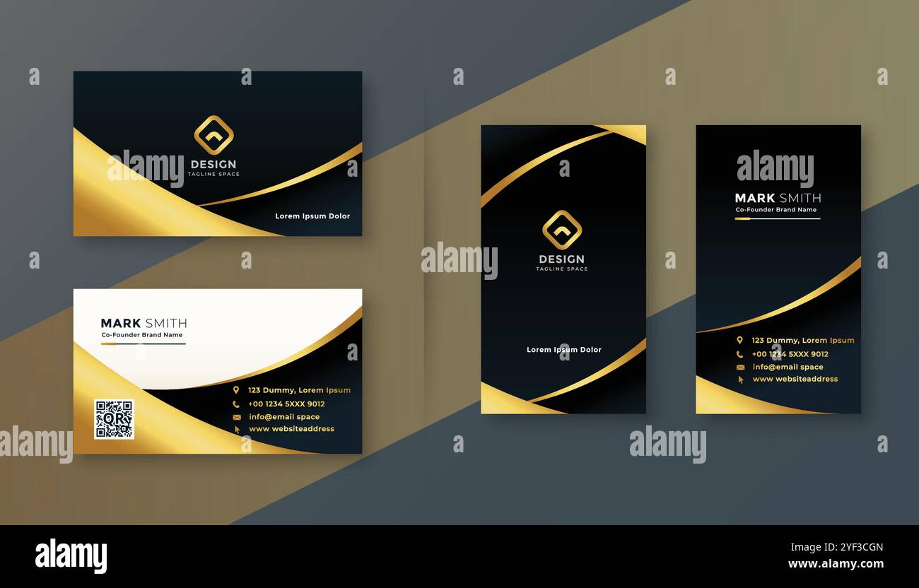 black and golden premium business card design Stock Vector Image & Art ...