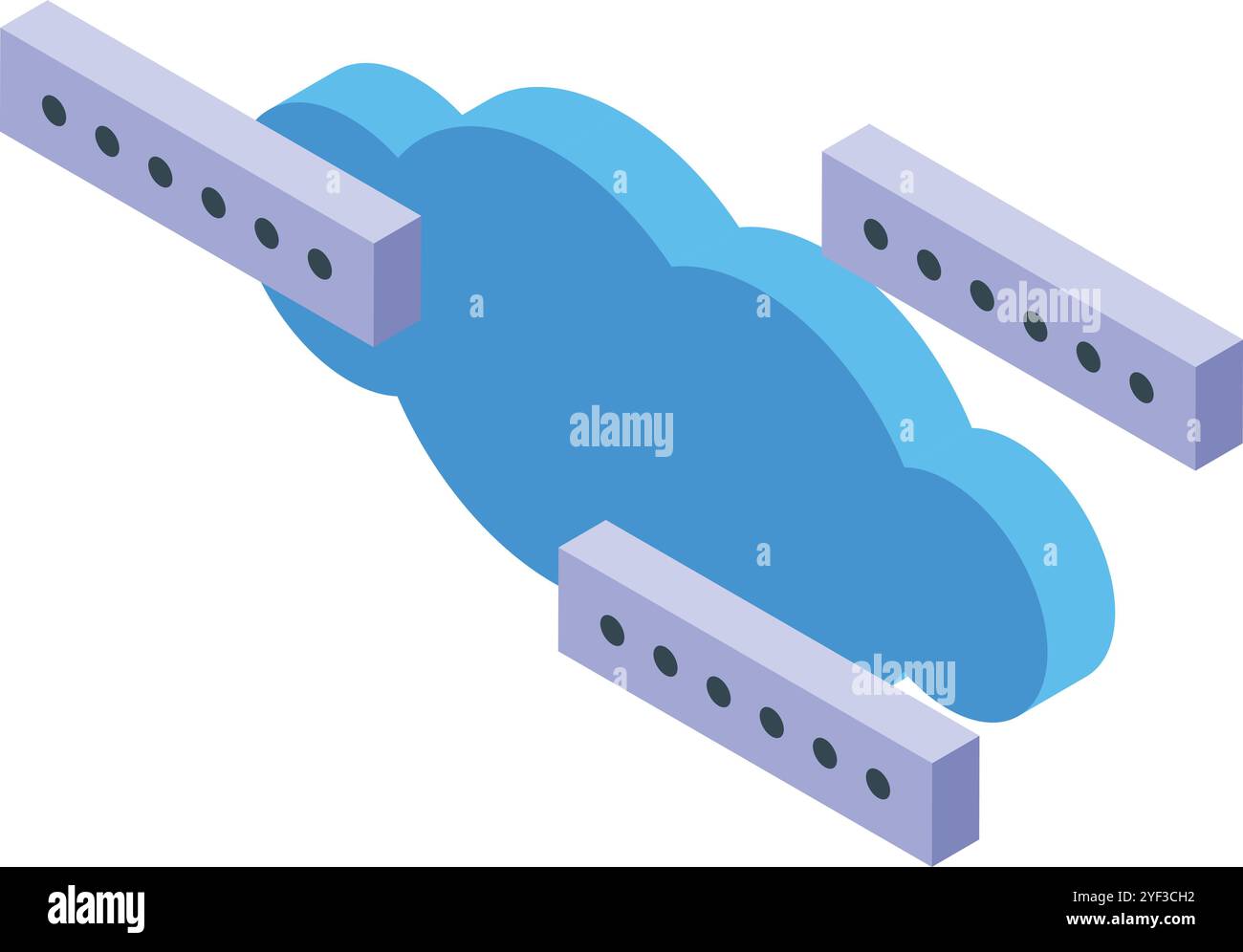 Servers connecting to a data cloud, representing cloud computing and data storage Stock Vector
