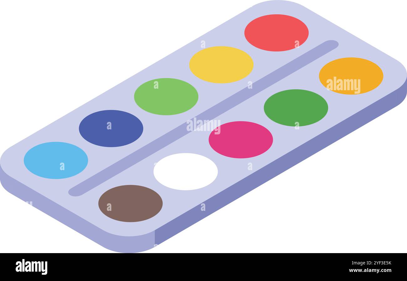 Vibrant watercolor palette with various colors, ready for painting and creative expression Stock Vector