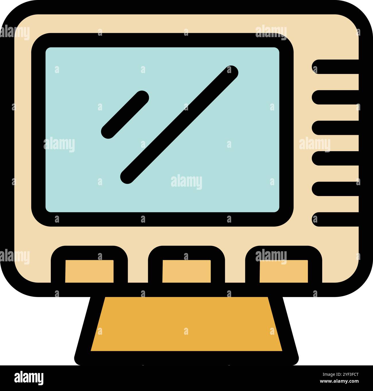 Old computer monitor is displaying static lines on its screen Stock
