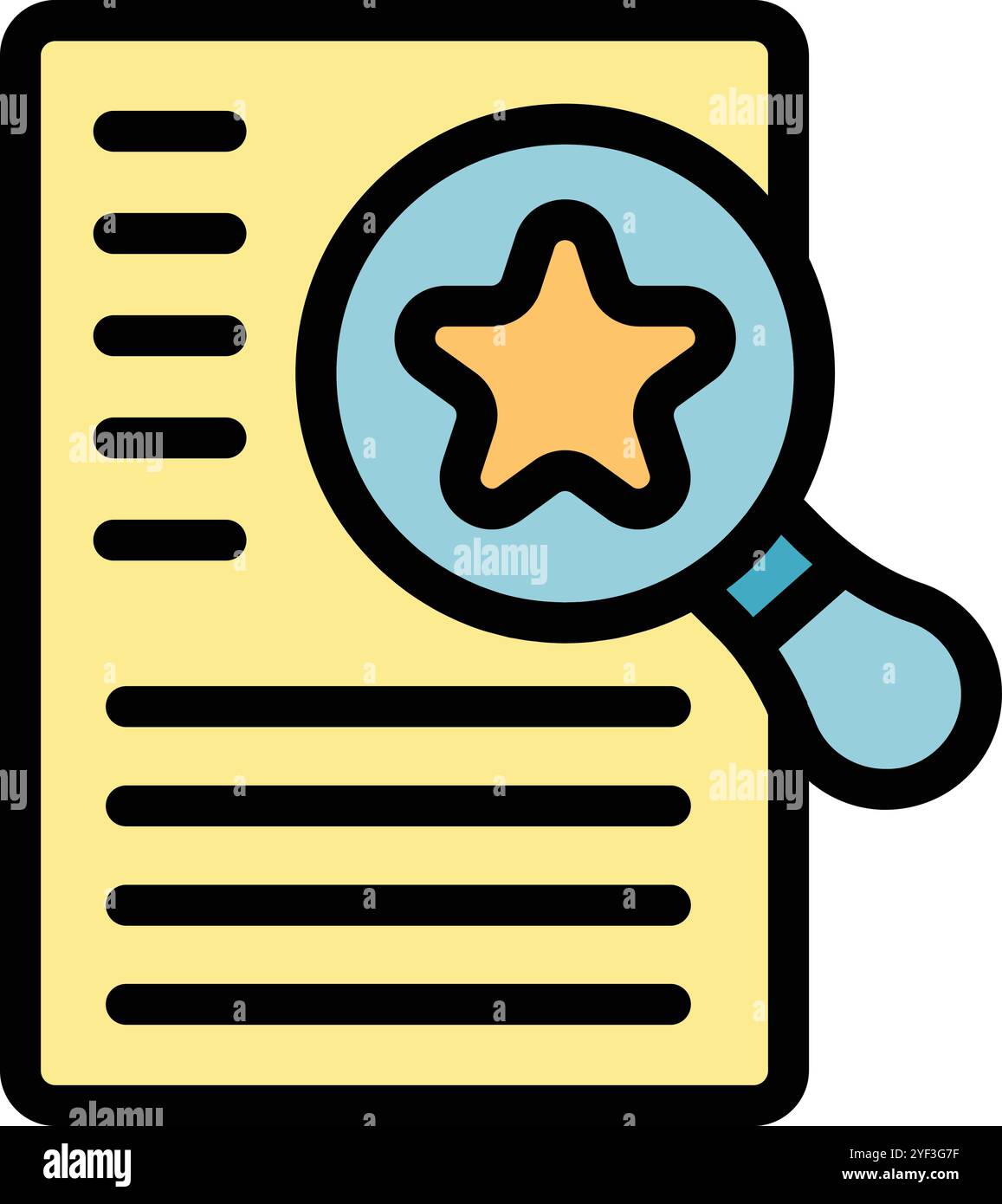 Magnifying glass is analyzing document, emphasizing concept of searching for valuable data and highlighting key findings Stock Vector