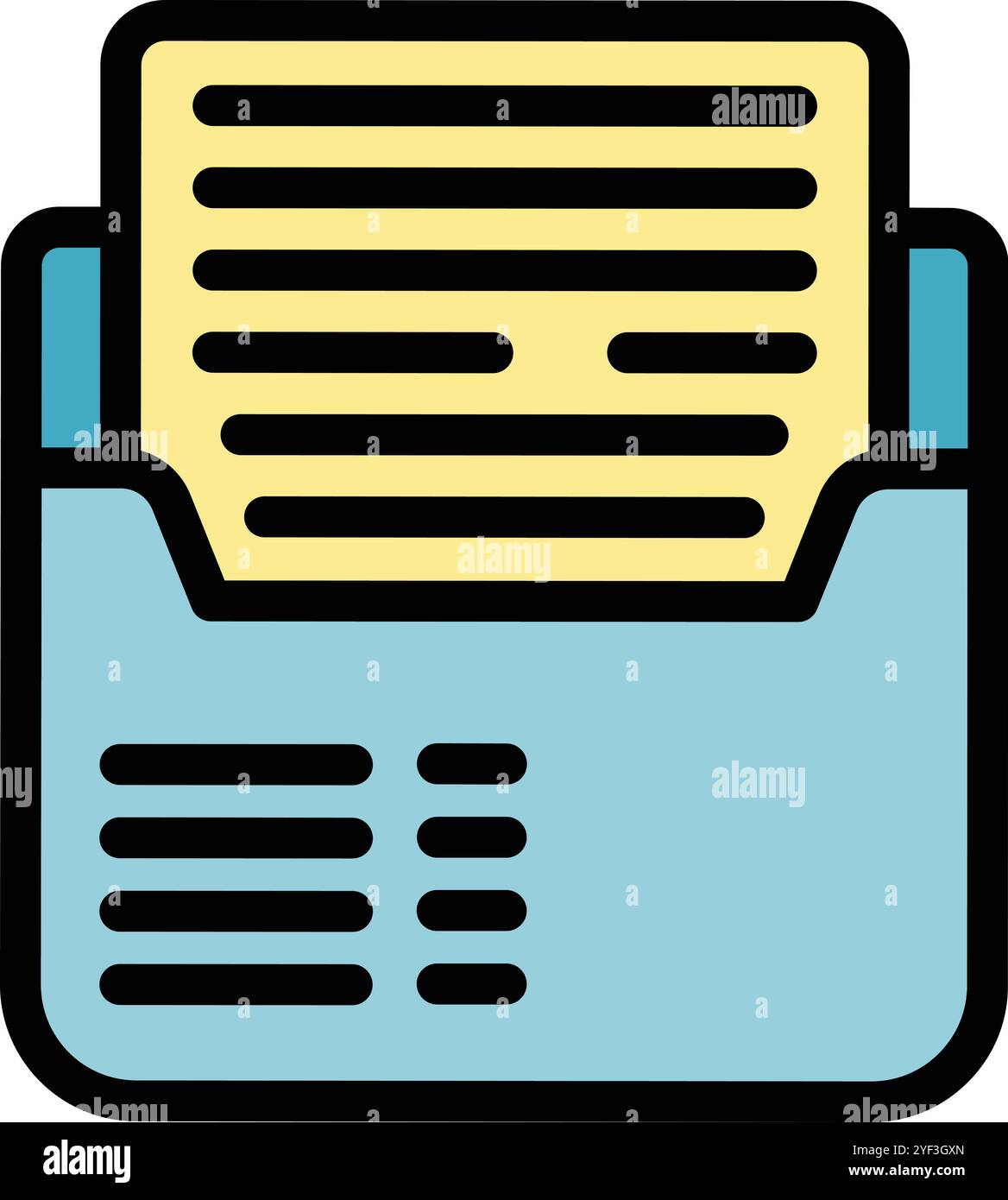 This colorful icon design depicts a folder containing a document, symbolizing data organization and archiving Stock Vector