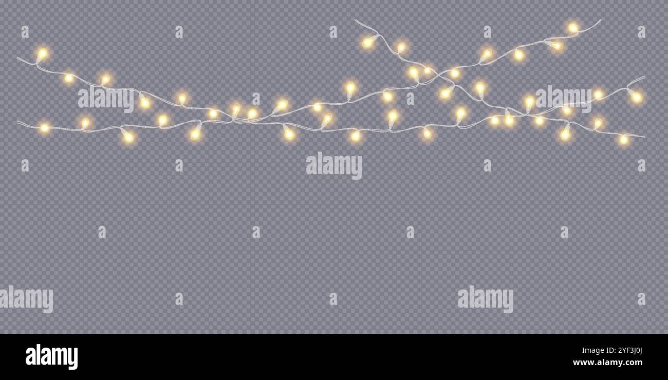 Christmas fairy lights golden frame realistic vector icon Stock Vector ...
