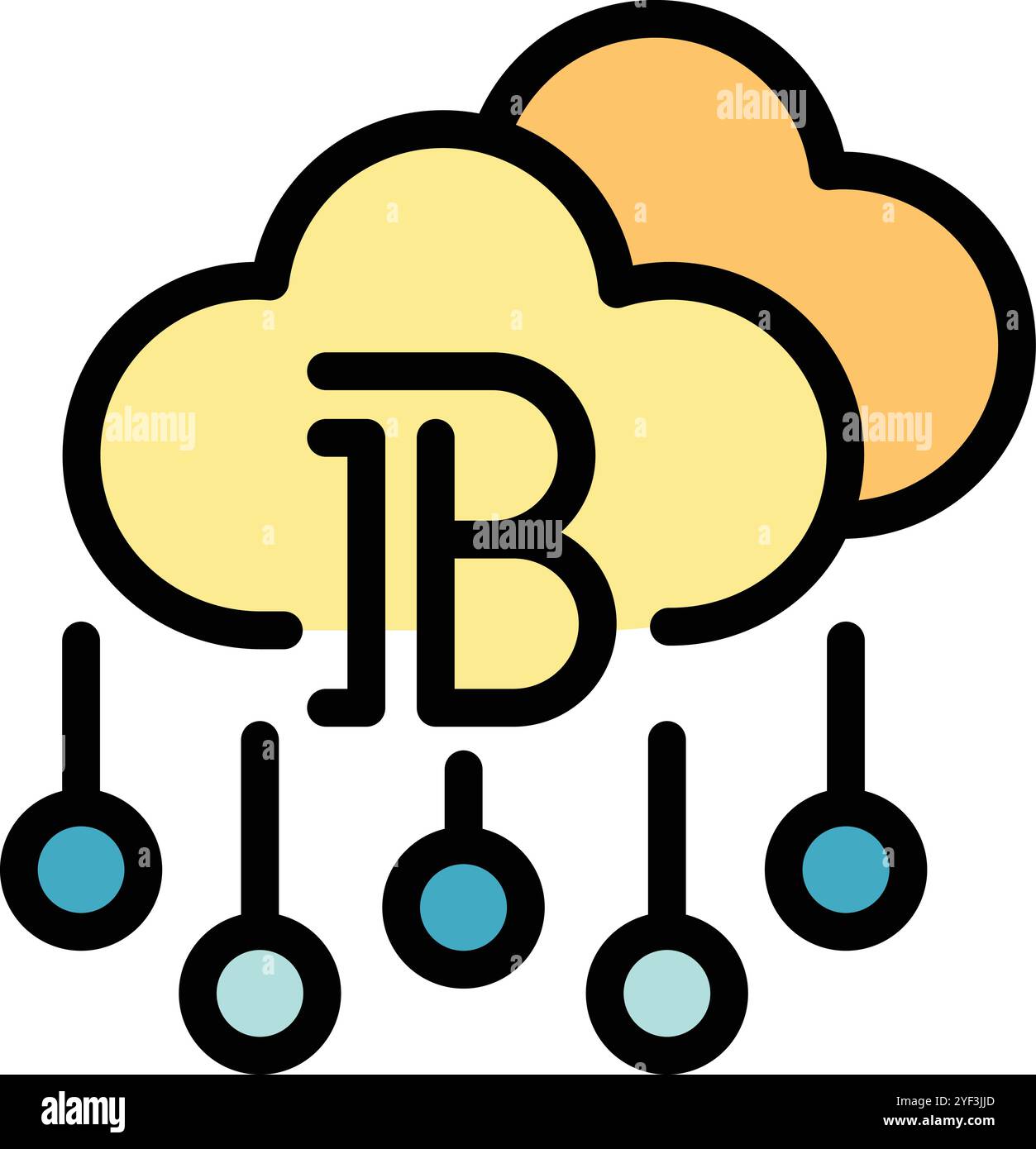 This vector icon represents the concept of bitcoin cryptocurrency mining from cloud data servers Stock Vector