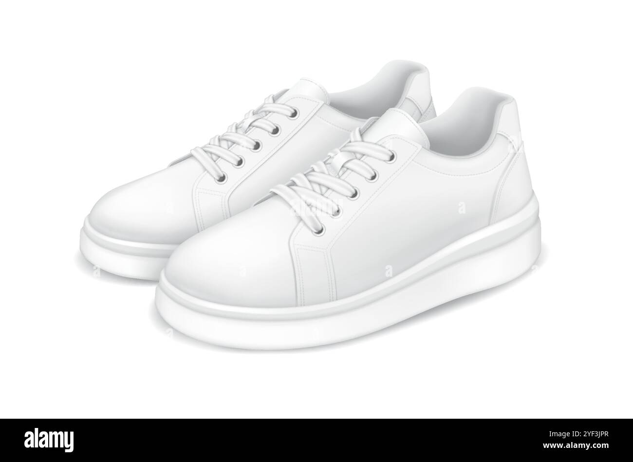 Contemporary white sneakers realistic vector illustration Stock Vector