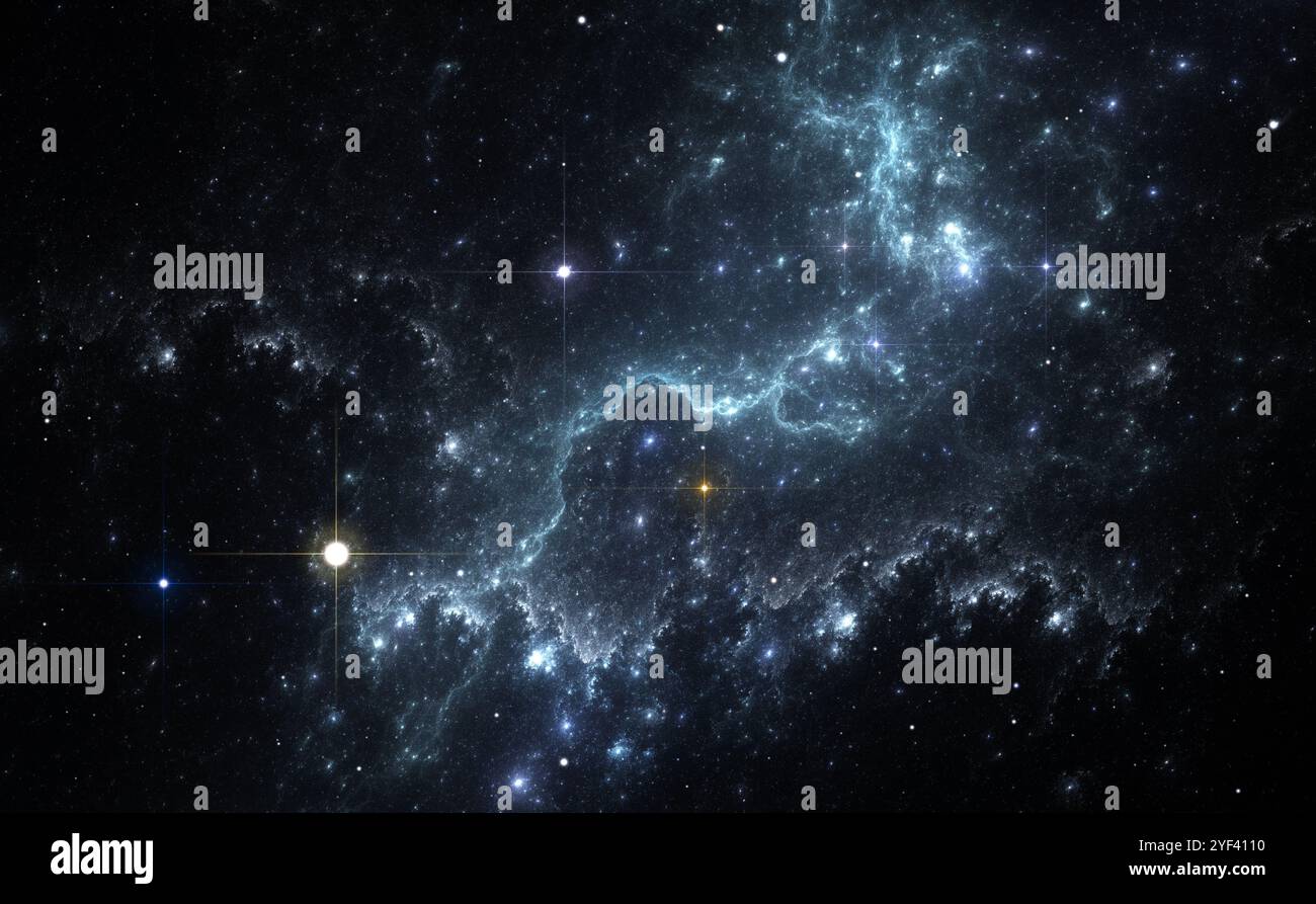 Space background with blue nebula and stars Stock Photo - Alamy