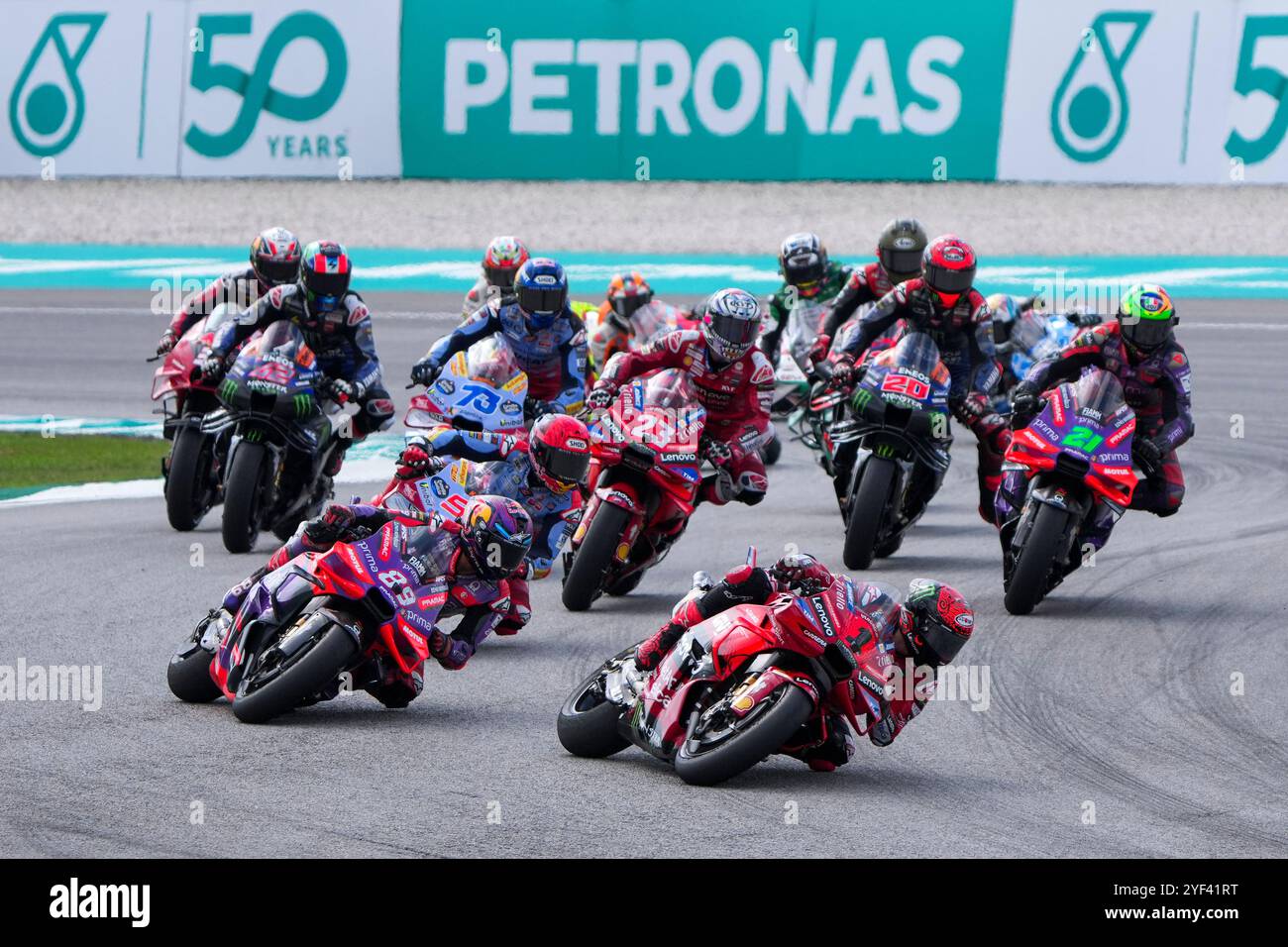 Italian rider Francesco Bagnaia of Ducati Lenovo Team steers his ...