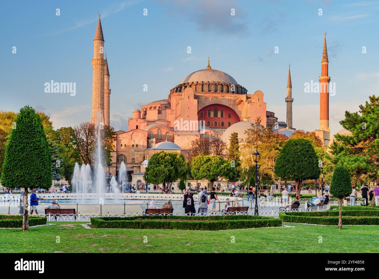 Scenic fountain at the Sultanahmet Square and the Hagia Sophia Stock ...