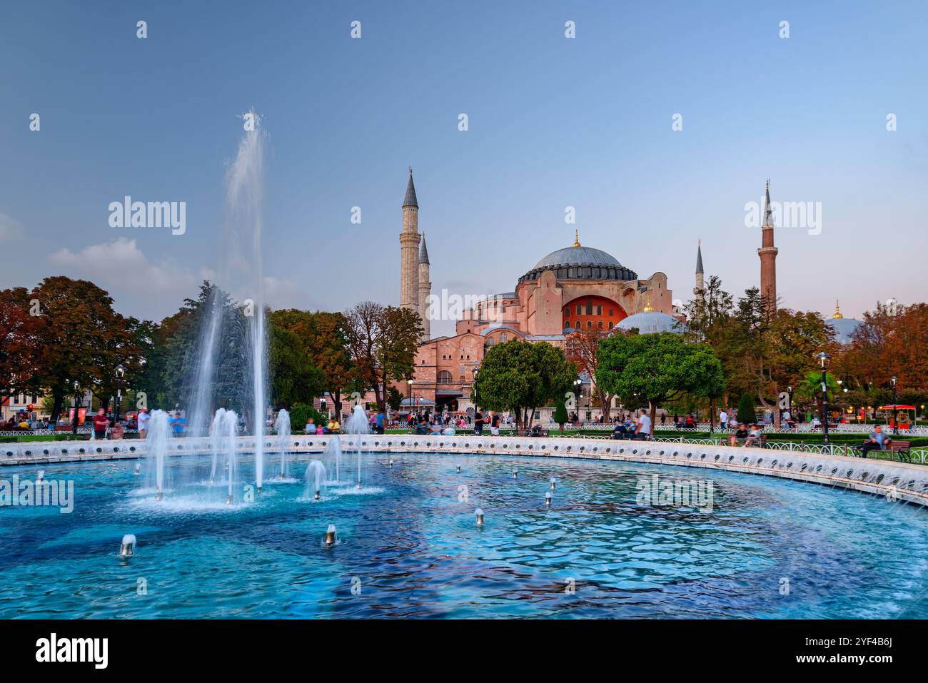 Fountain at Sultanahmet Square and the Hagia Sophia in Istanbul Stock ...
