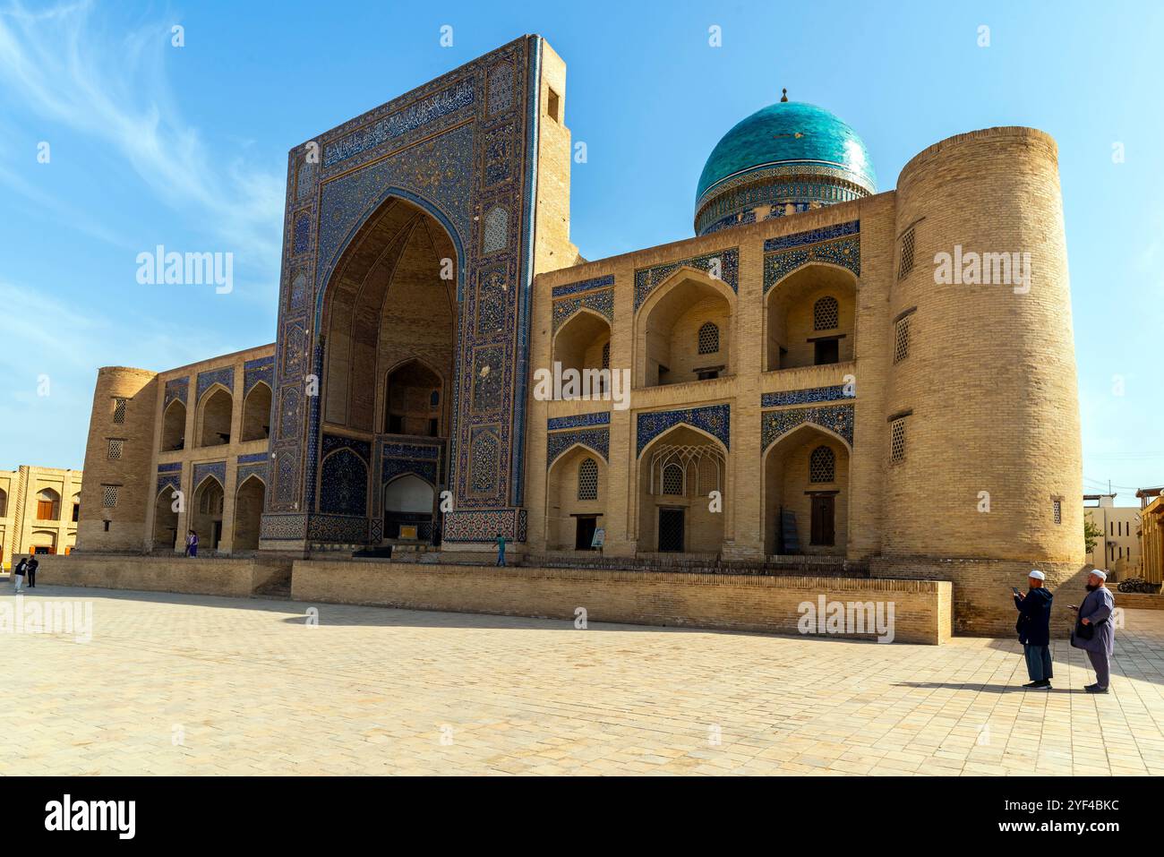 View of Mir-i Arab Madrasa, Institution that is part of Poi-Kalyan complex in the holy Bukhara. Mir-i Arab Madrasa, composing Poi-Kalyan Ensemble is l Stock Photo