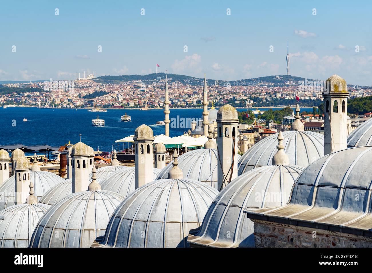 Unusual Istanbul skyline, Turkey. Aerial view of the Bosporus Stock ...