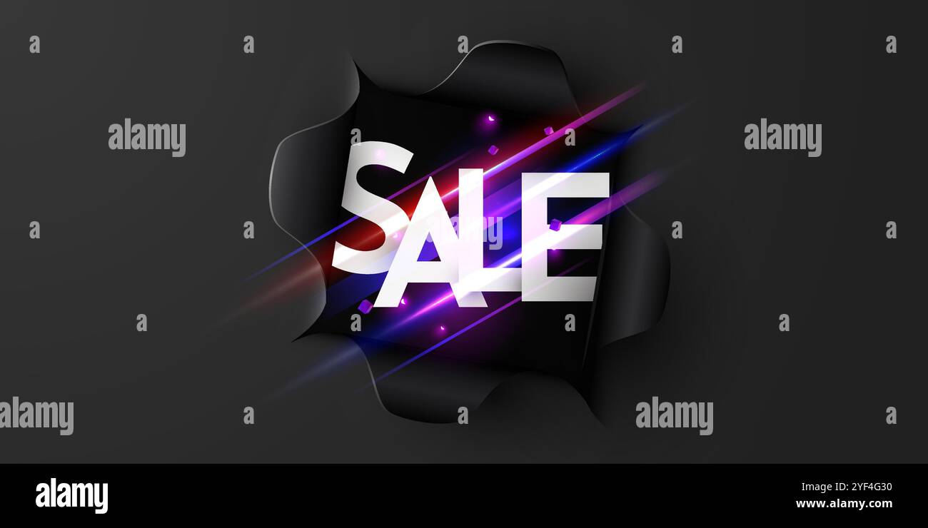 Black Friday sale. Ripped paper Mega Sale Banner. Vector illustration. Stock Vector