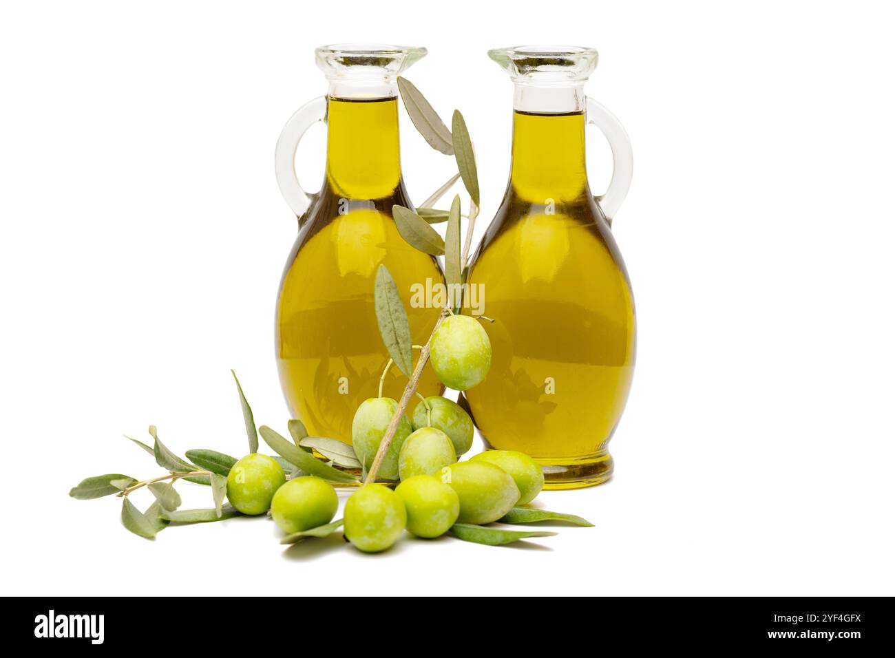 fresh olives with olive oil isolated on white background Stock Photo ...