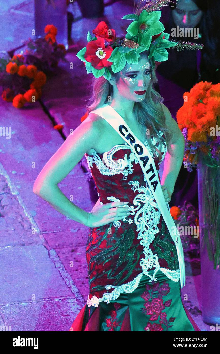 Miss Universe Catrinas Gala Catwalk Miss Croatia Zrinka ÄÜoriÄ walks on runway during the Miss Universe Catrinas Gala at Antiguo Colegio de las Vizcainas. on November 1, 2024 in Mexico City, Mexico. Mexico City CDMX Mexico Copyright: xYamakxPereax Stock Photo