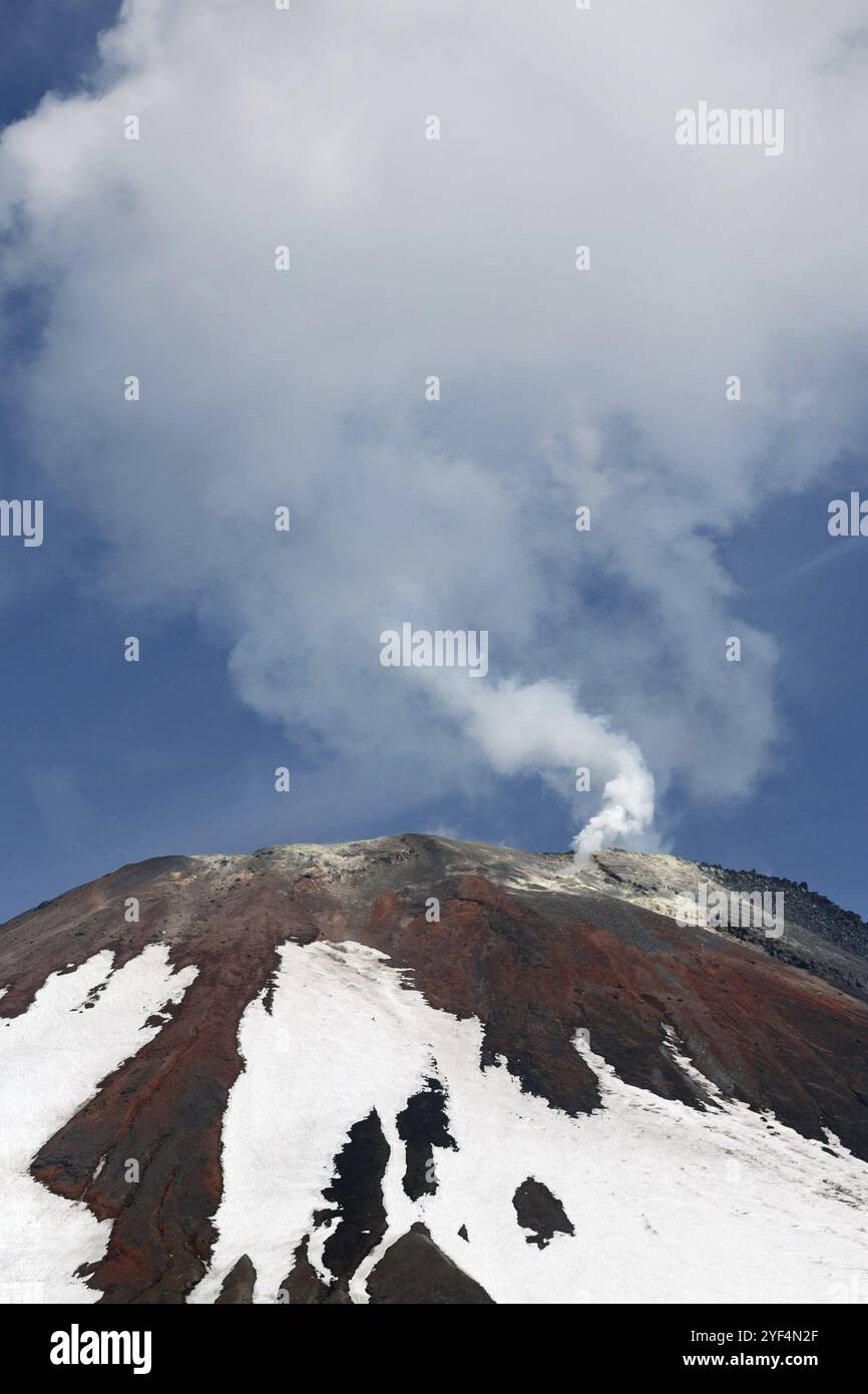 Avacha Volcano, active volcano of Kamchatka Peninsula. View of top of ...