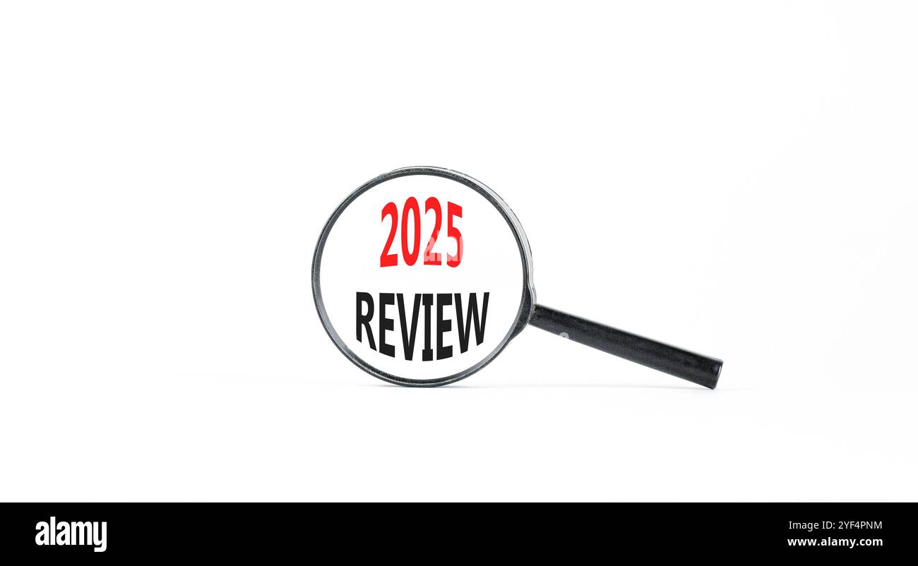 Planning 2025 review new year symbol. Concept words 2025 Review on beautiful white paper in
