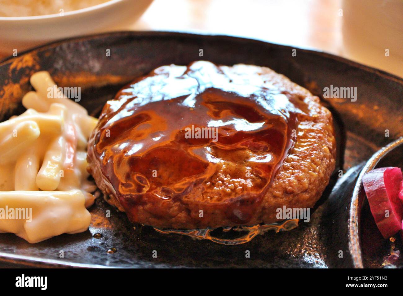 Hamburg steak with teriyaki sauce in Tokyo, Japan Stock Photo