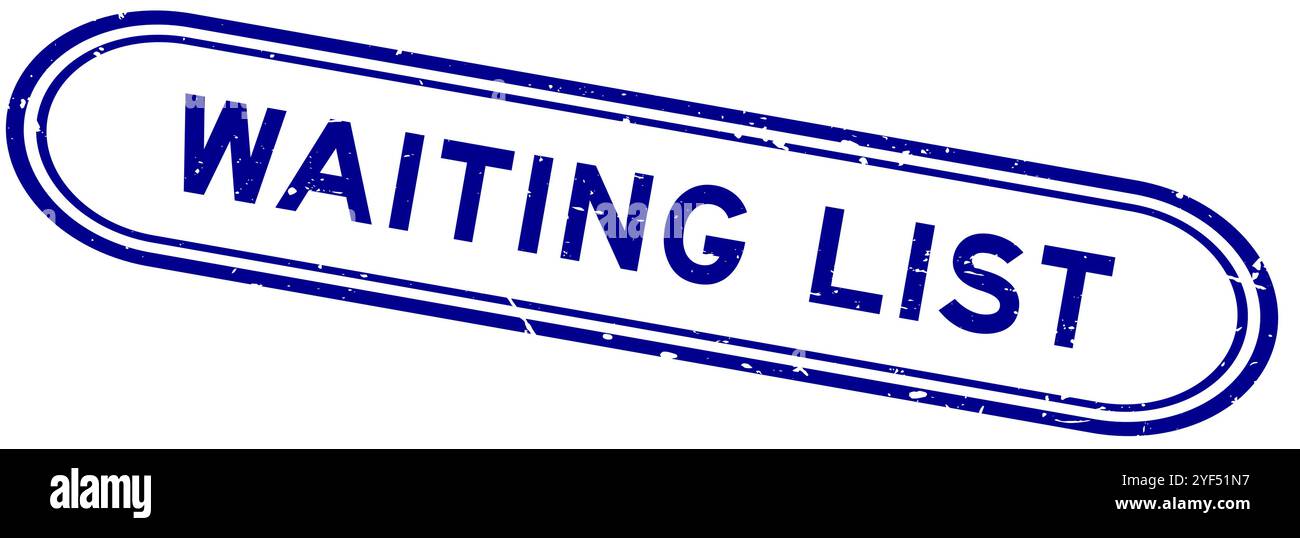 Grunge blue waiting list word rubber seal stamp on white background ...