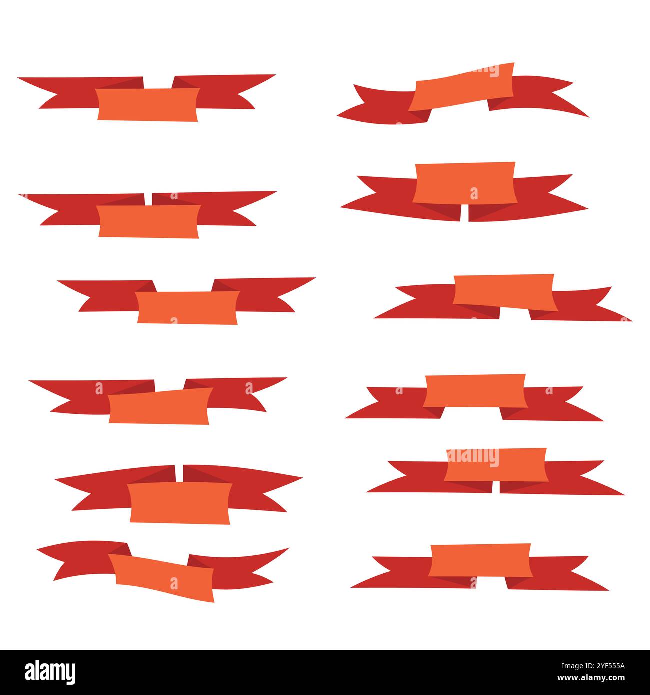 Set of pink flat ribbons isolated on white background. Ribbon banner ...