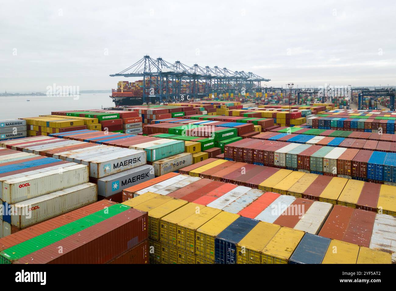 Thousands of shipping containers at the Port of Felixstowe in Suffolk ...