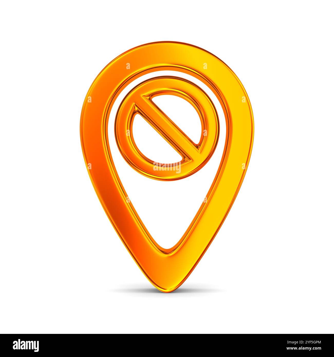 Orange pointer marker on white background. Isolated 3D illustration Stock Photo