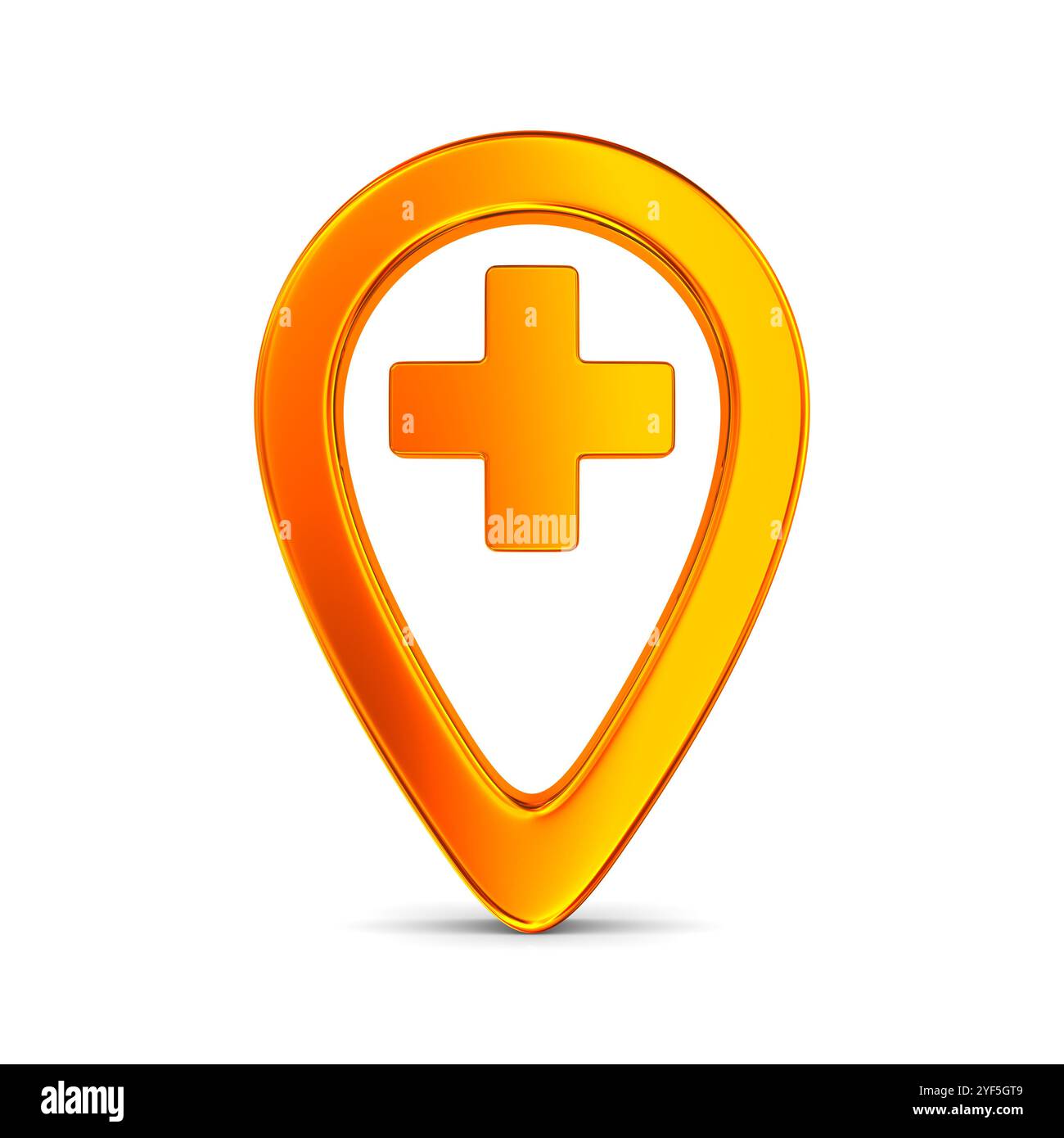 Orange pointer marker on white background. Isolated 3D illustration Stock Photo